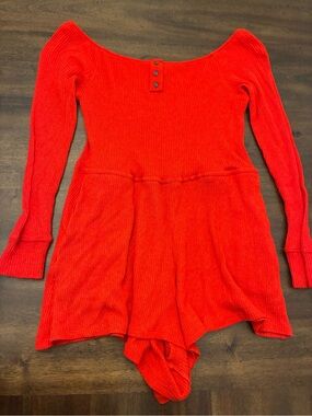 Urban Outfitters Out From Under Romper Women’s Small Red Long Sleeve Ribbed